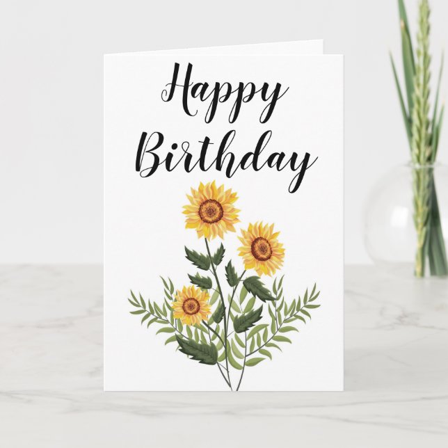 Tarjeta Boceto del girasol del jardín cumpleaños feliz (Anverso)