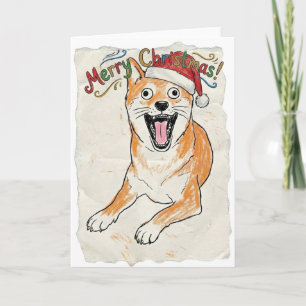 Tarjeta Boceto Rústico Vintage de Shiba Inu Arte de Perro 