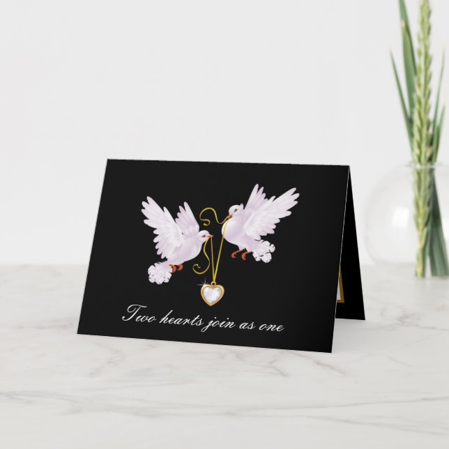Tarjeta boda adorable pájaros añaden sentimiento (Anverso)