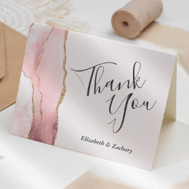 Tarjeta Boda Agradecimiento Rosa Agata Dorado Brillante