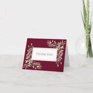 Tarjeta Boda Agradecimiento Verde Rojo Borgoña