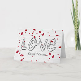 Tarjeta Boda Amor Texto Con Menores Rosas Caídos