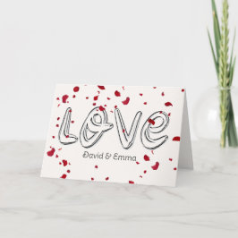 Tarjeta Boda Amor Texto Con Menores Rosas Caídos