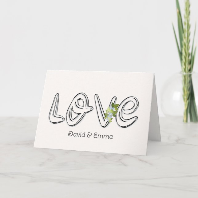 Tarjeta Boda Amor Texto Con Vino De Flor (Anverso)