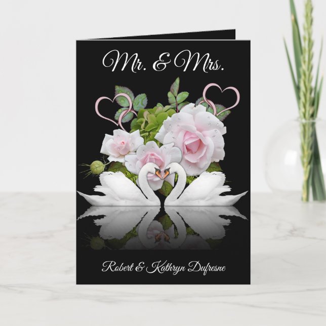 Tarjeta Boda/aniversario de Cisne Personalizado (Anverso)