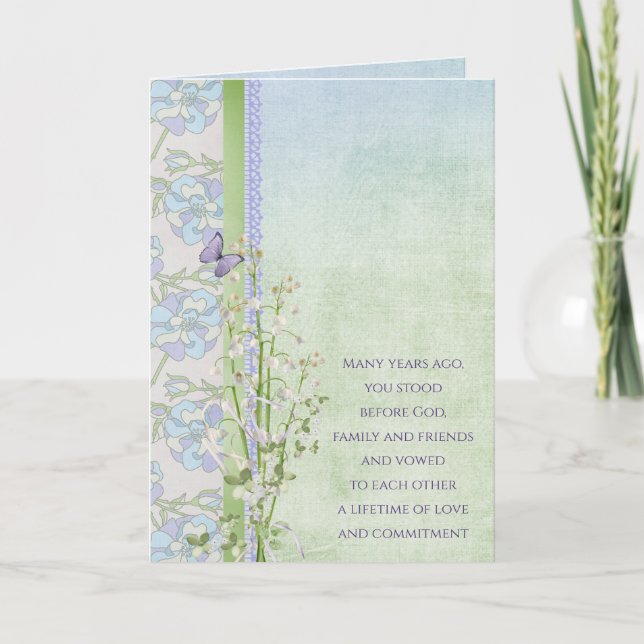 Tarjeta Boda Aniversario del bouquet Lily del Valle (Anverso)