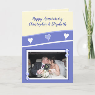 Tarjeta Boda Aniversario Fotografía morada y crema