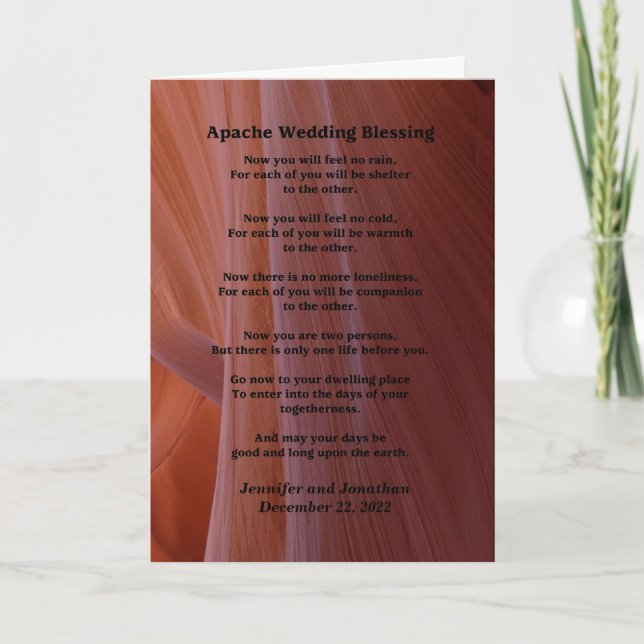 Tarjeta Boda Apache Blessing Feed No Rain Inside v2 (Anverso)