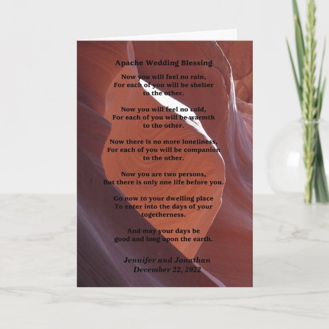 Tarjeta Boda Apache Blessing Feed No Rain Inside v2 (Anverso)