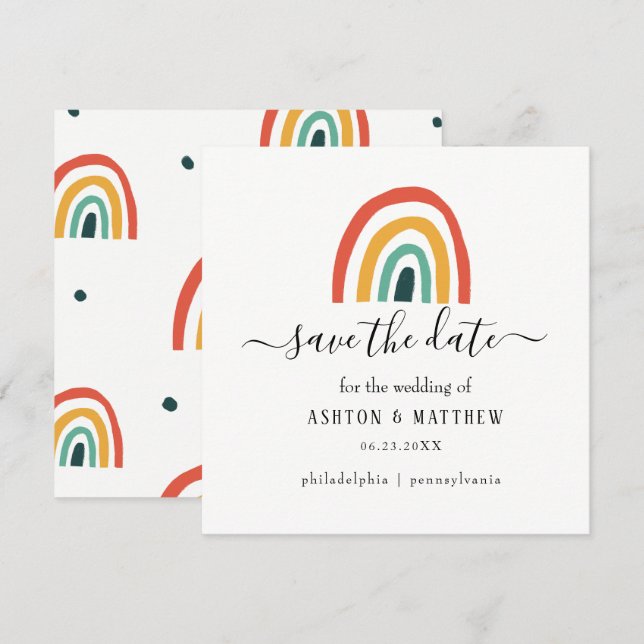 Tarjeta boda arcoiris (Anverso / Reverso)