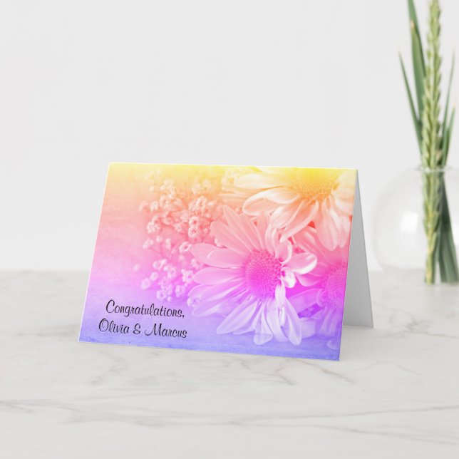 Tarjeta Boda arcoiris Daisy Bouquet (Anverso)
