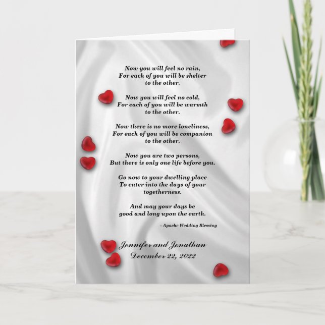 Tarjeta Boda, Bendición Apache Ahora No Sentirás Ninguna L (Anverso)