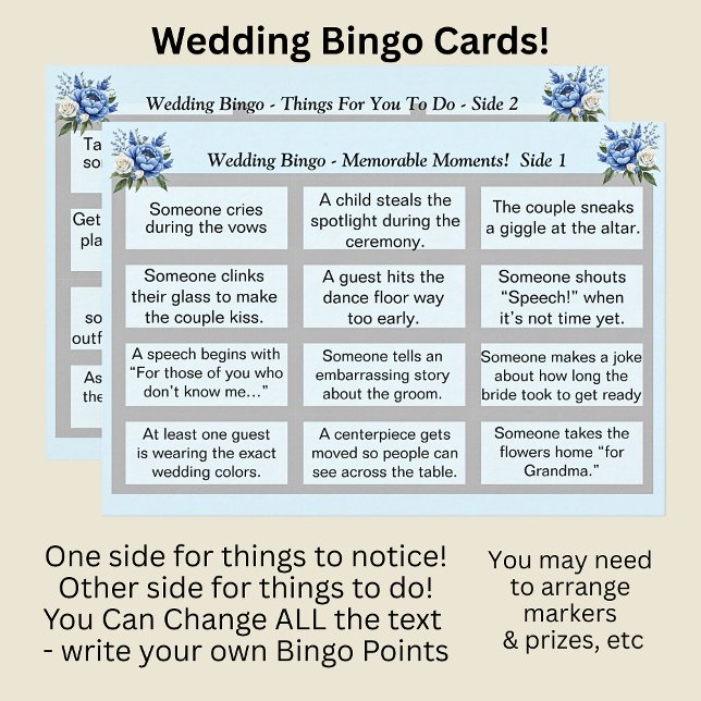 Tarjeta ¡boda BINGO! Conjunto de pares azules (Subido por el creador)