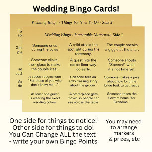 Tarjeta ¡boda BINGO! Juego para invitados