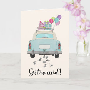 Tarjeta Boda  Blue Retro Car