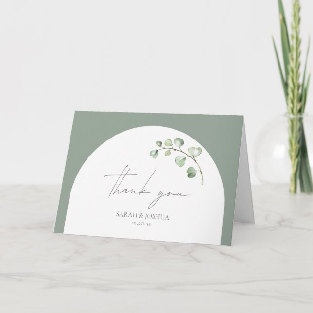 Tarjeta Boda botánico del Arco Verde Masaje Moderno Gracia (Anverso)