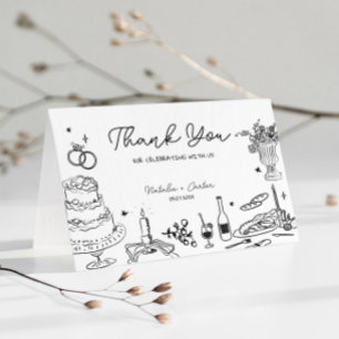 Tarjeta Boda caprichoso de mano gracias