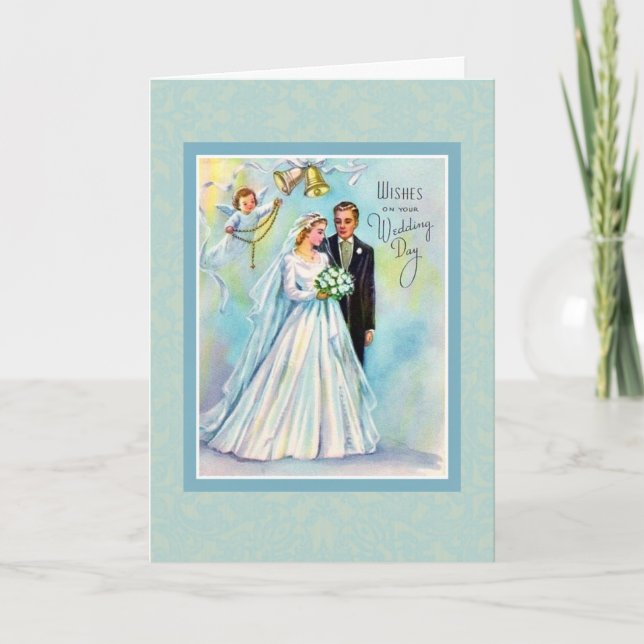 Tarjeta Boda católica Rosary Bride Groom Angel (Anverso)