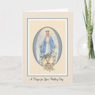 Tarjeta Boda católica tradicional Bendita Virgen María