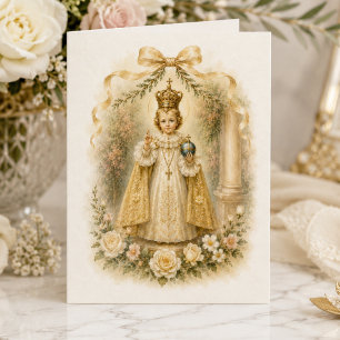 Tarjeta Boda católica tradicional del Niño de Praga