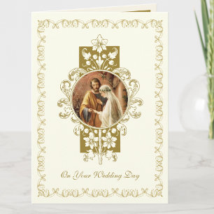 Tarjeta Boda católica tradicional vintage elegante