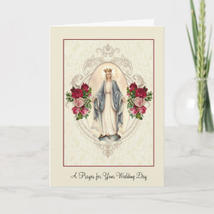 Tarjeta Boda católica tradicional Virgen María bendita