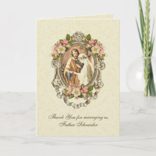 Tarjeta Boda católica vintage elegante