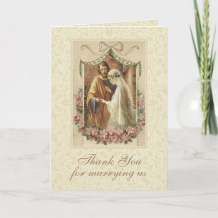 Tarjeta Boda católico gracias a sacerdote