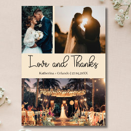 Tarjeta Boda Champagne Amor y Gracias Tres Fotos