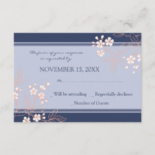 Tarjeta Boda Coral Blue Floral RSVP