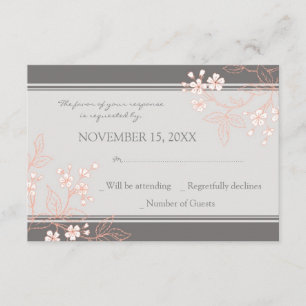 Tarjeta Boda Coral Gray Floral RSVP