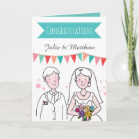 Boda Couple Doodle felicita a recién casados