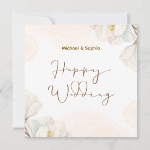 Tarjeta Boda crema y blanco elegante feliz
