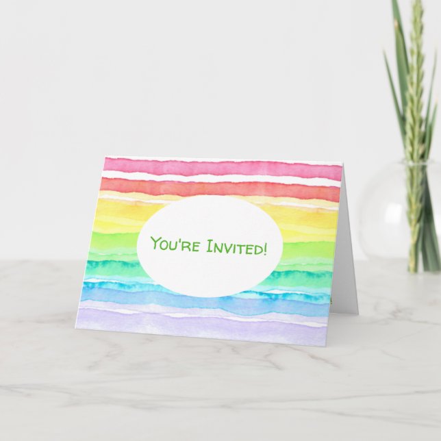 Tarjeta Boda de acuarela arcoiris (Anverso)