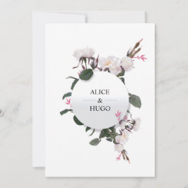 Tarjeta Boda de amor para las flores de rosa blanc