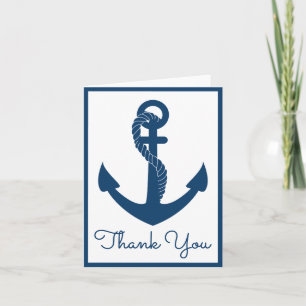 Tarjeta Boda de Ancla Azul Marino Gracias Náutico Playa