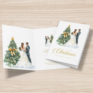 Tarjeta Boda de Árbol de Navidad Pareja Nuestra Primera Na