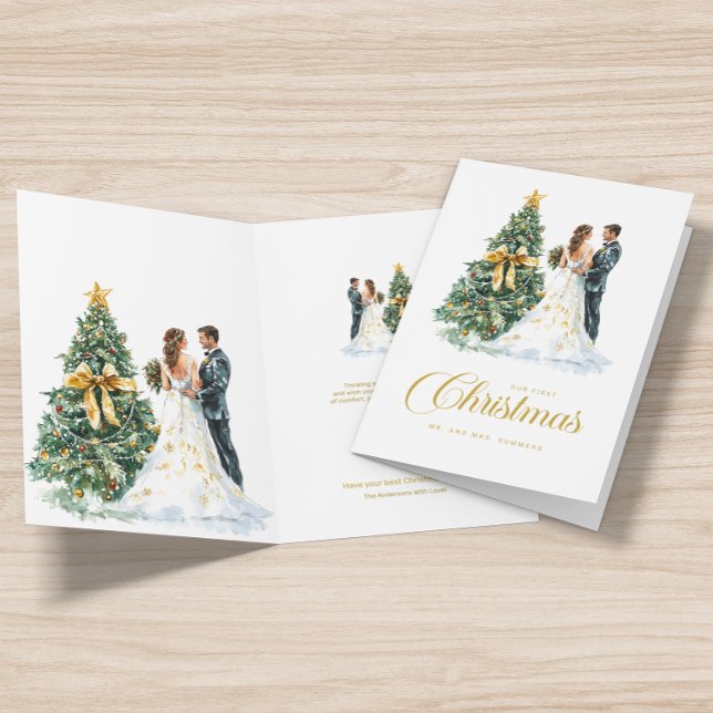 Tarjeta Boda de Árbol de Navidad Pareja Nuestra Primera Na (Subido por el creador)