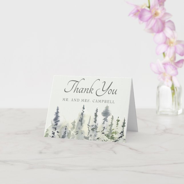 Tarjeta Boda de Árboles Evergreen Trees de Madera Alta (Orquídea)