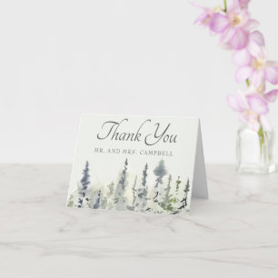 Tarjeta Boda de Árboles Evergreen Trees de Madera Alta