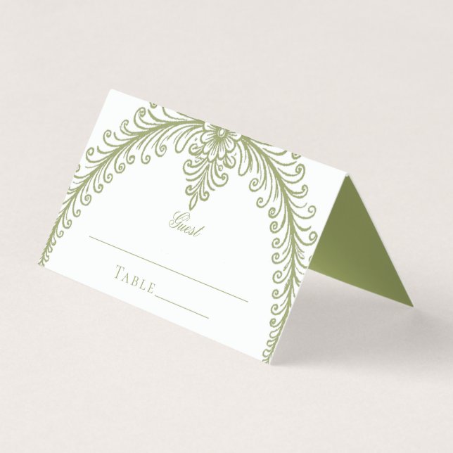 Tarjeta Boda de Arco Verde Vivo Francés Floreciente (Anverso)