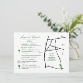 Tarjeta Boda de bienvenida de mapa de personalizad