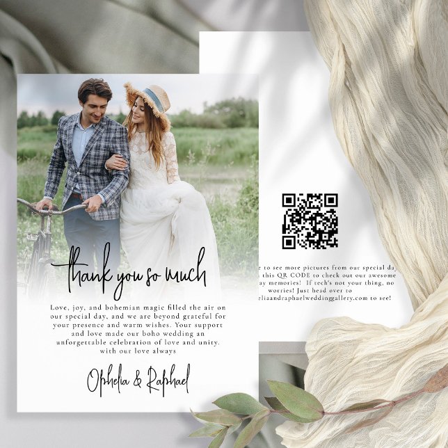 Tarjeta Boda de Boho de Moderno Archivo de Imágenes En Gen (Front and back view)