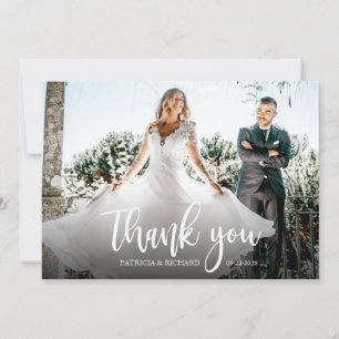 Tarjeta Boda de caligrafía elegante fotográfica Gracias