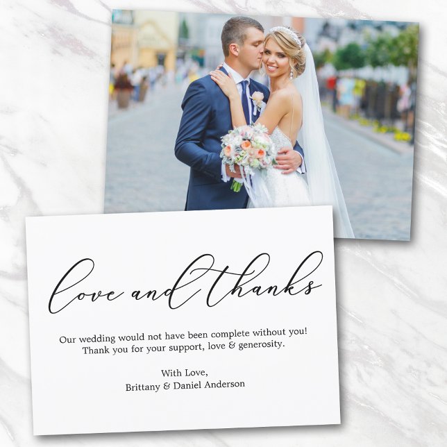 Tarjeta Boda de caligrafía minimalista Foto Amor (Customize to change your personalized text size or text style.)