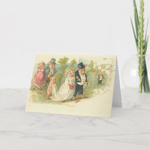 Tarjeta Boda de cerdos de época