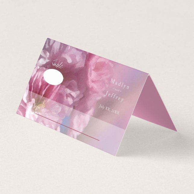 Tarjeta boda de cerezo rosa en flor en primavera (Anverso)