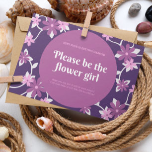 Tarjeta Boda de chica de flor violeta rosa ilustra