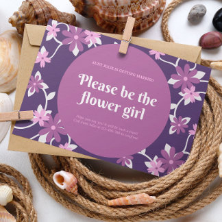 Tarjeta Boda de chica de flor violeta rosa ilustra