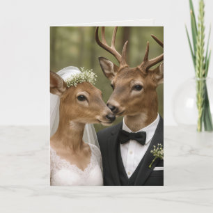 Tarjeta Boda de ciervo y cierva en el bosque